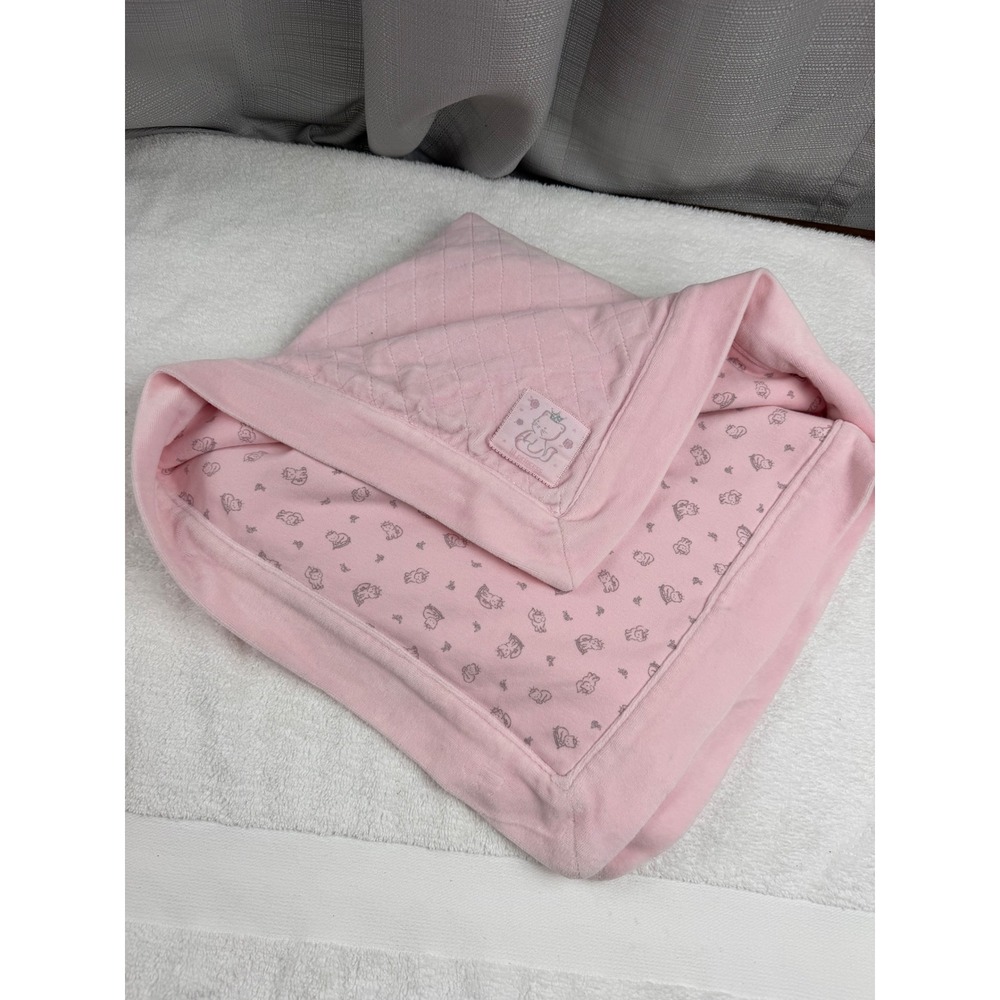The Childrens Place Pink Baby Blanket Cat lil Princess cotton blend quilted